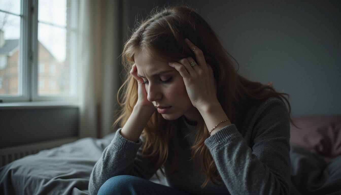 A woman sitting depressed because of Heroin detox
