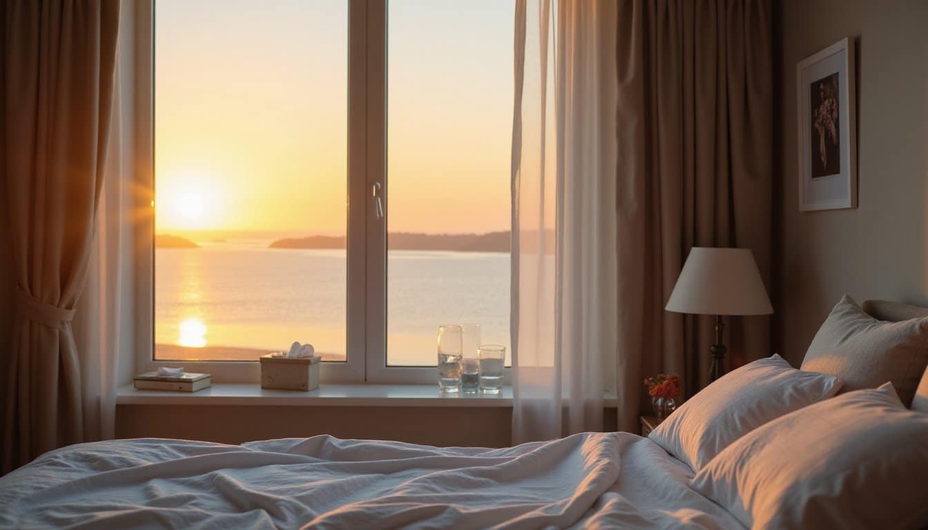 Calm detox recovery room with neutral decor and soft morning light