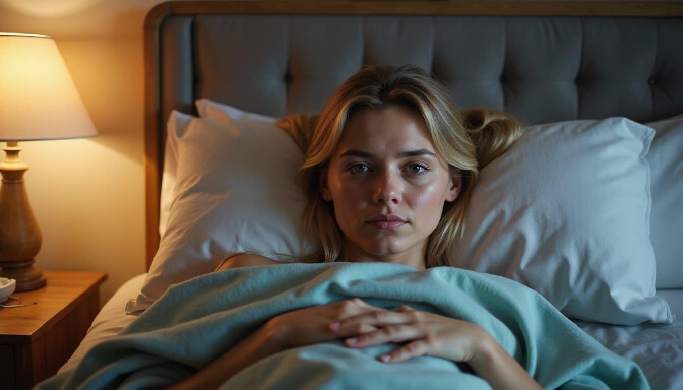 Peaceful detox recovery moment with a person resting in bed under a soft blanket