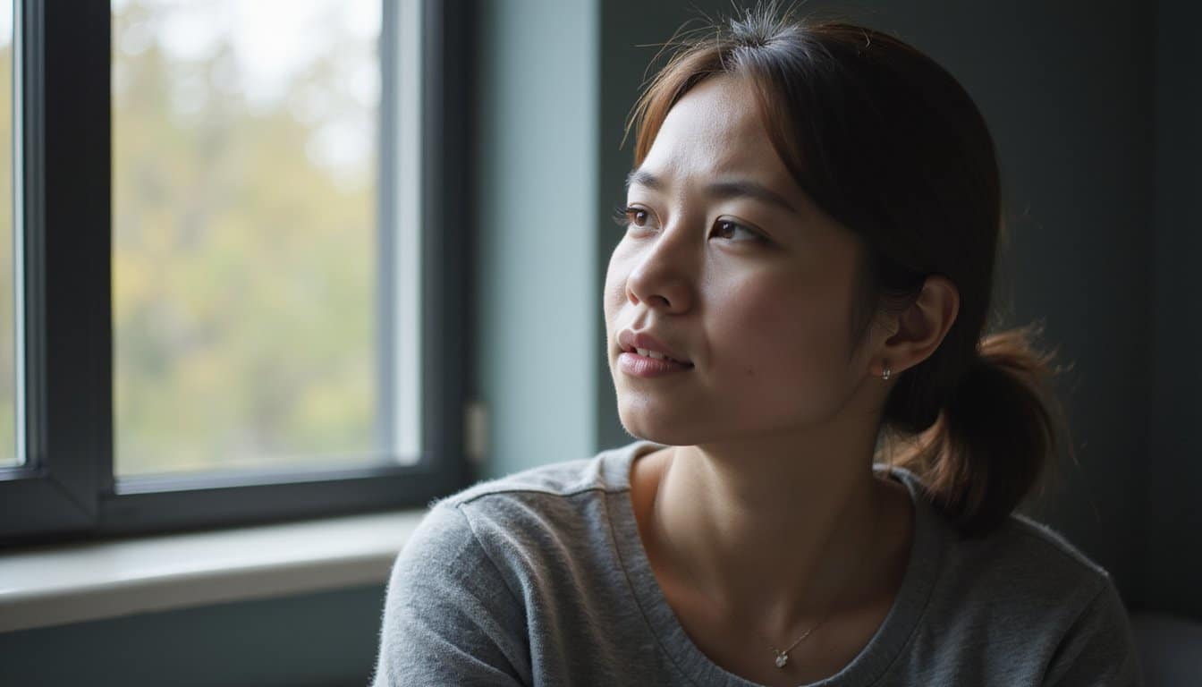 Person sitting by a window.