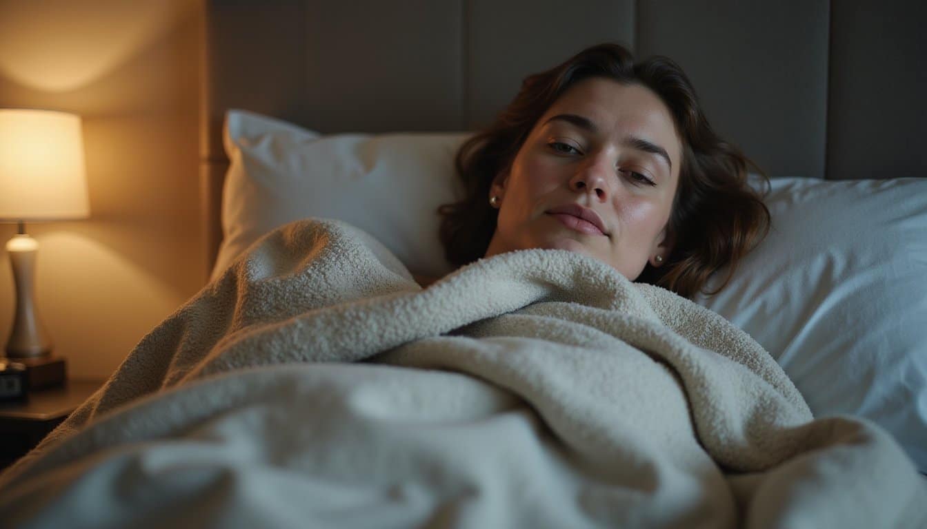 Person resting quietly in a residential detox bed with a tired but steady expression