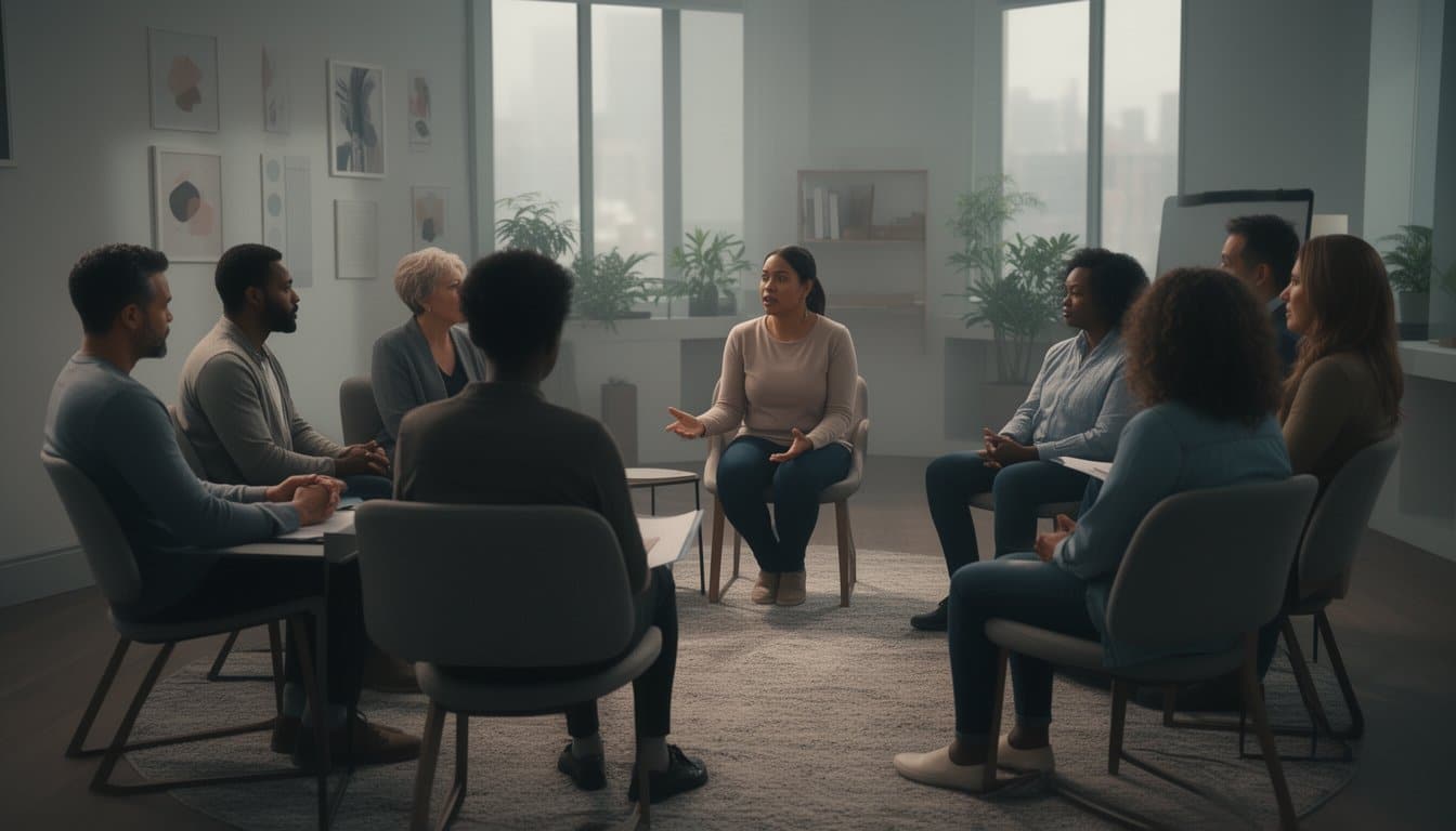 Virtual Intensive Outpatient Program session helping individuals stay engaged in structured addiction treatment online.