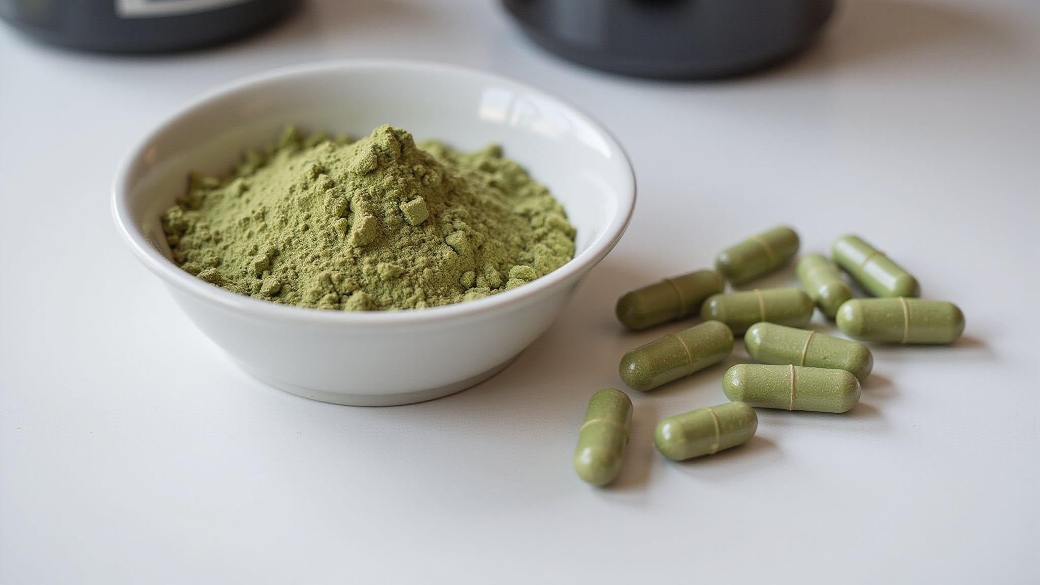 Maeng Da kratom powder and leaves